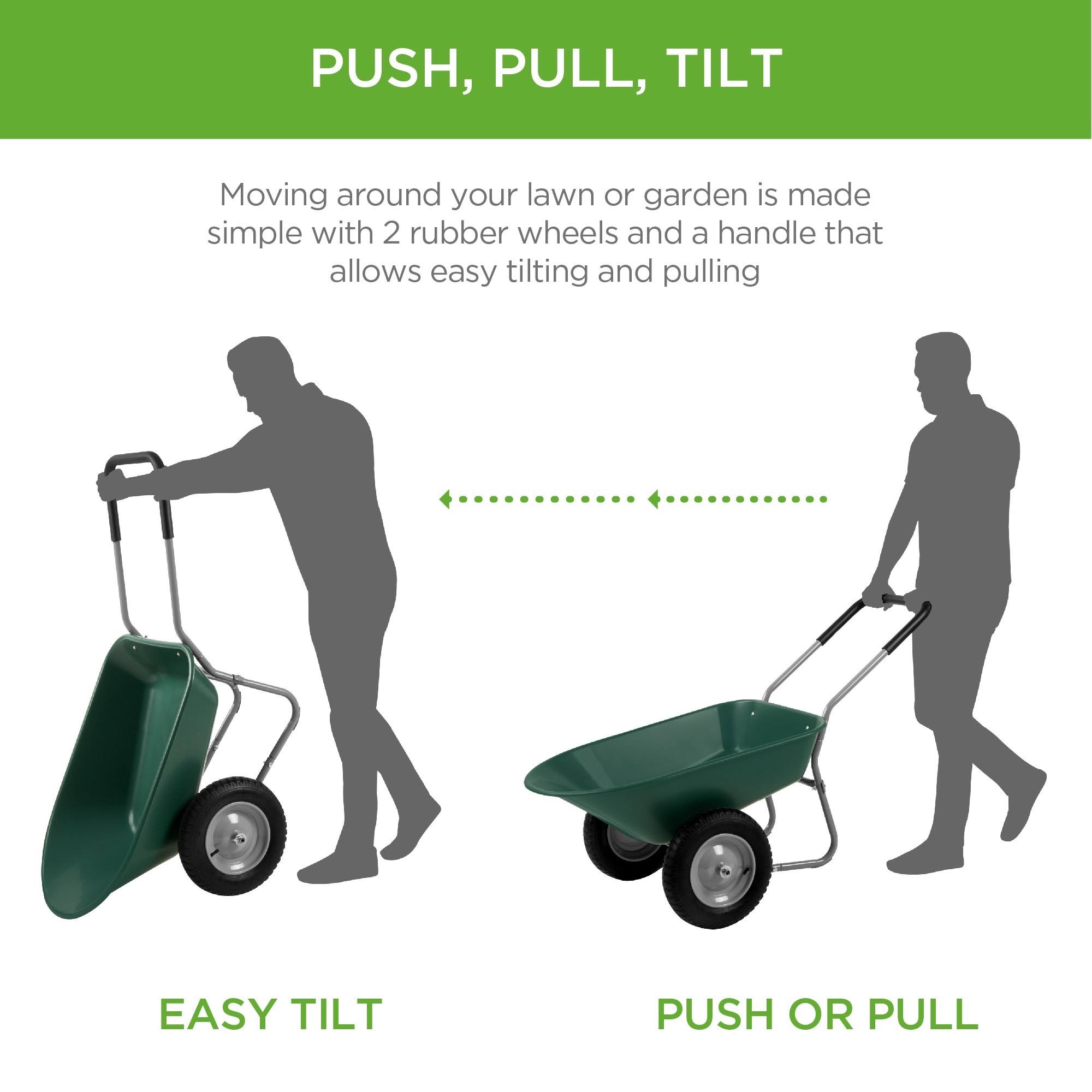 Best Choice Products Dual Wheel Home Wheelbarrow Yard Garden Cart, Green