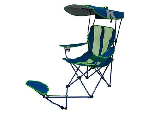 Kelsyus Original Canopy Camping Chair with Ottoman, Navy Blue/Lime Green