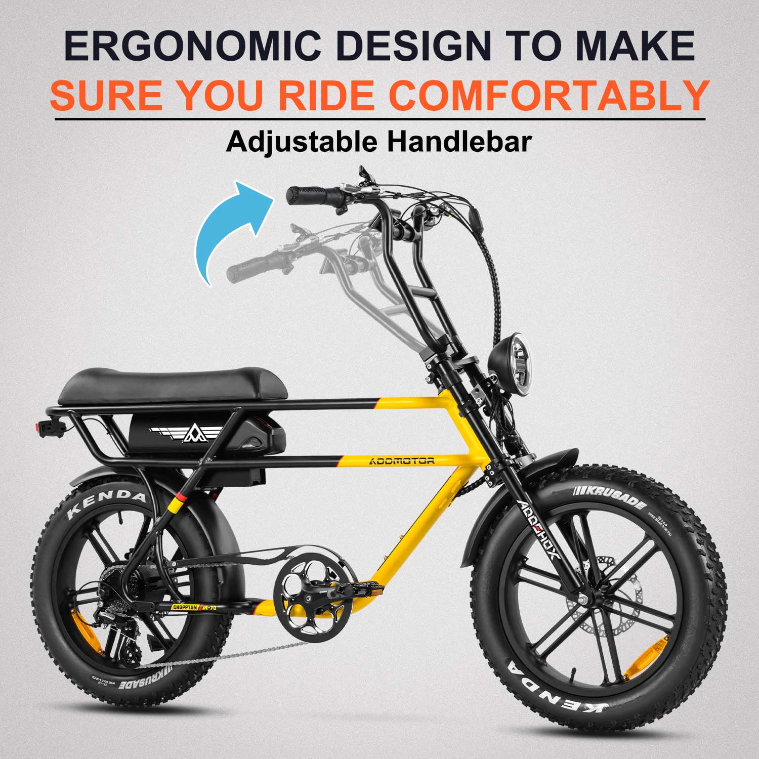 Addmotor Electric Bike for Adult 750W 20" Electric Moped Style Bike, 20AH 48V Electric Bicycle Fat Tire Electric Beach Cruiser, M-70