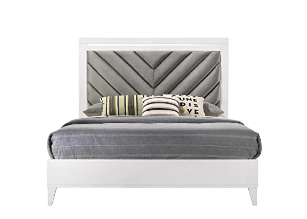 Kings Brand Furniture Madison 6-Piece King Size White Bedroom Set. Bed, Dresser, Mirror, Chest & 2 Nightstands