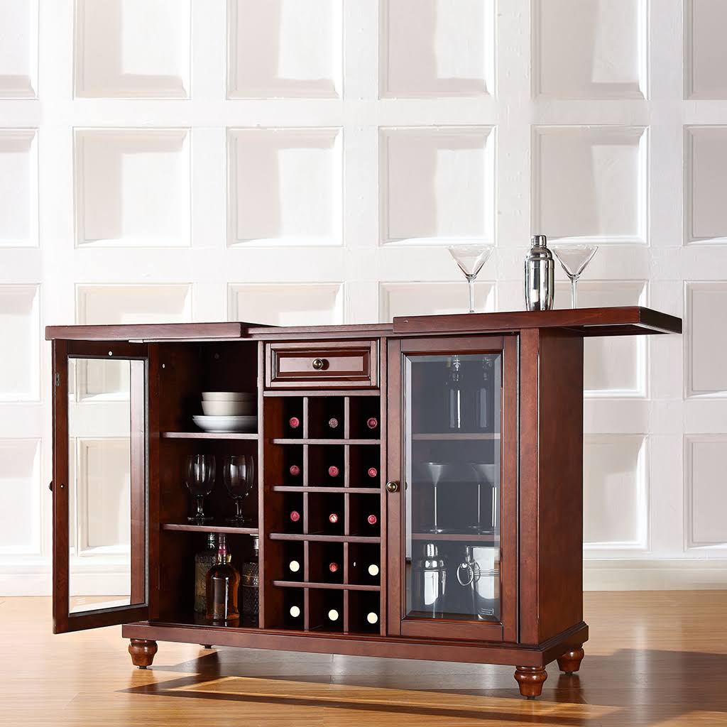 Crosley Cambridge Sliding Top Bar Cabinet Vintage Mahogany
