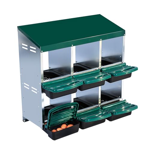 Chicken Nesting Box, 10 Hole 2 Layer Hen Nest Box with Legs, Roll Away Eggs Laying Boxes,Cleanable Pull Out Hen Roosting Boxes