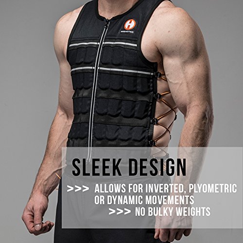 Hyperwear Hyper Vest ELITE Fully Adjustable Weight Vest - Stretch CORDURA® Fabric Zipper Thin Steel Weights - Weighted Vests for Running, Strength, Endurance, Walking - Sizes S, M, L, XL