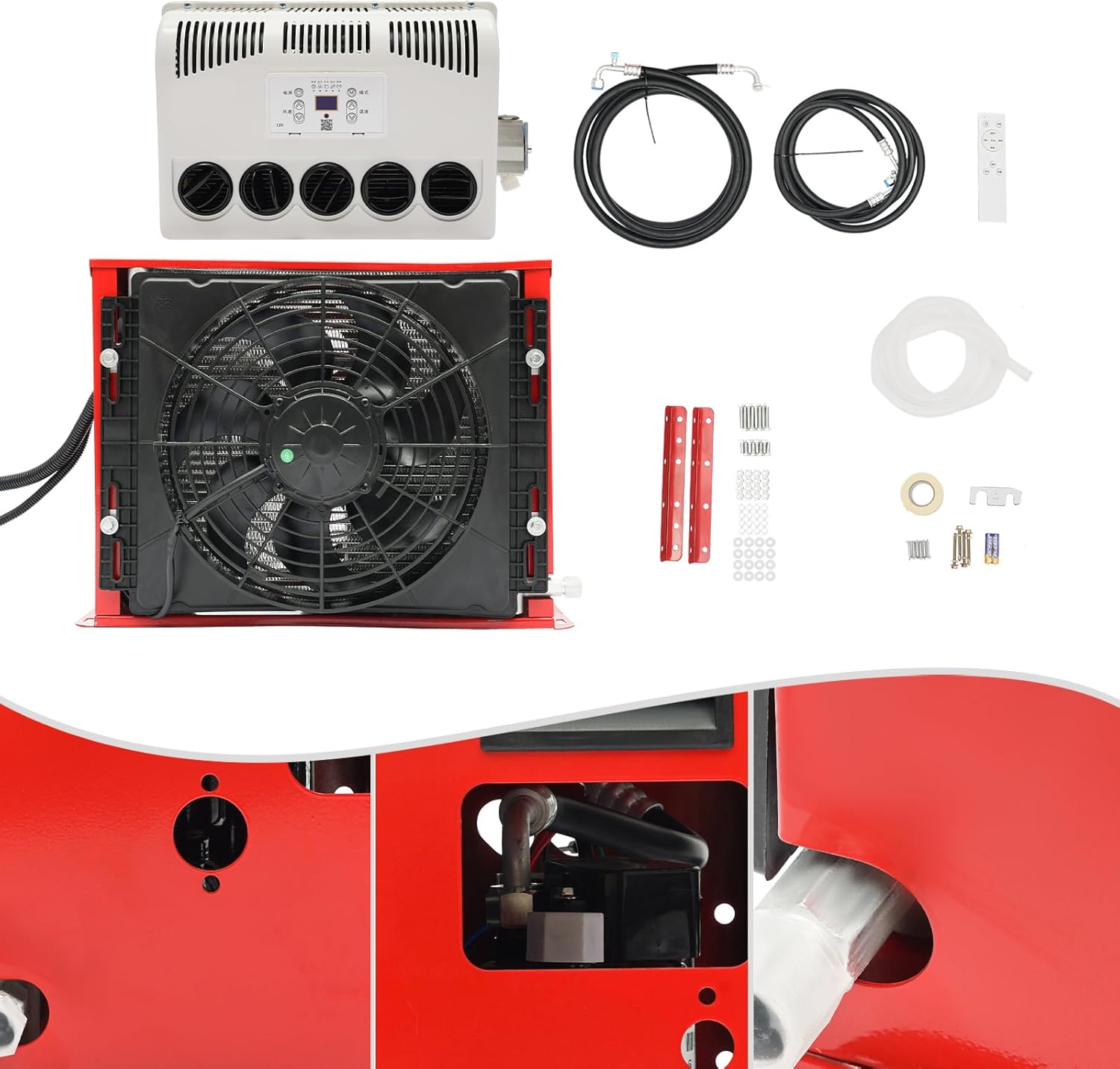 Truck Cab Air Conditioner 12V AC Fits Semi Trucks Bus RV Caravan Crane Excavator 11000 BTU Mini Split Air Conditioner for Commercial Vehicles Trailers