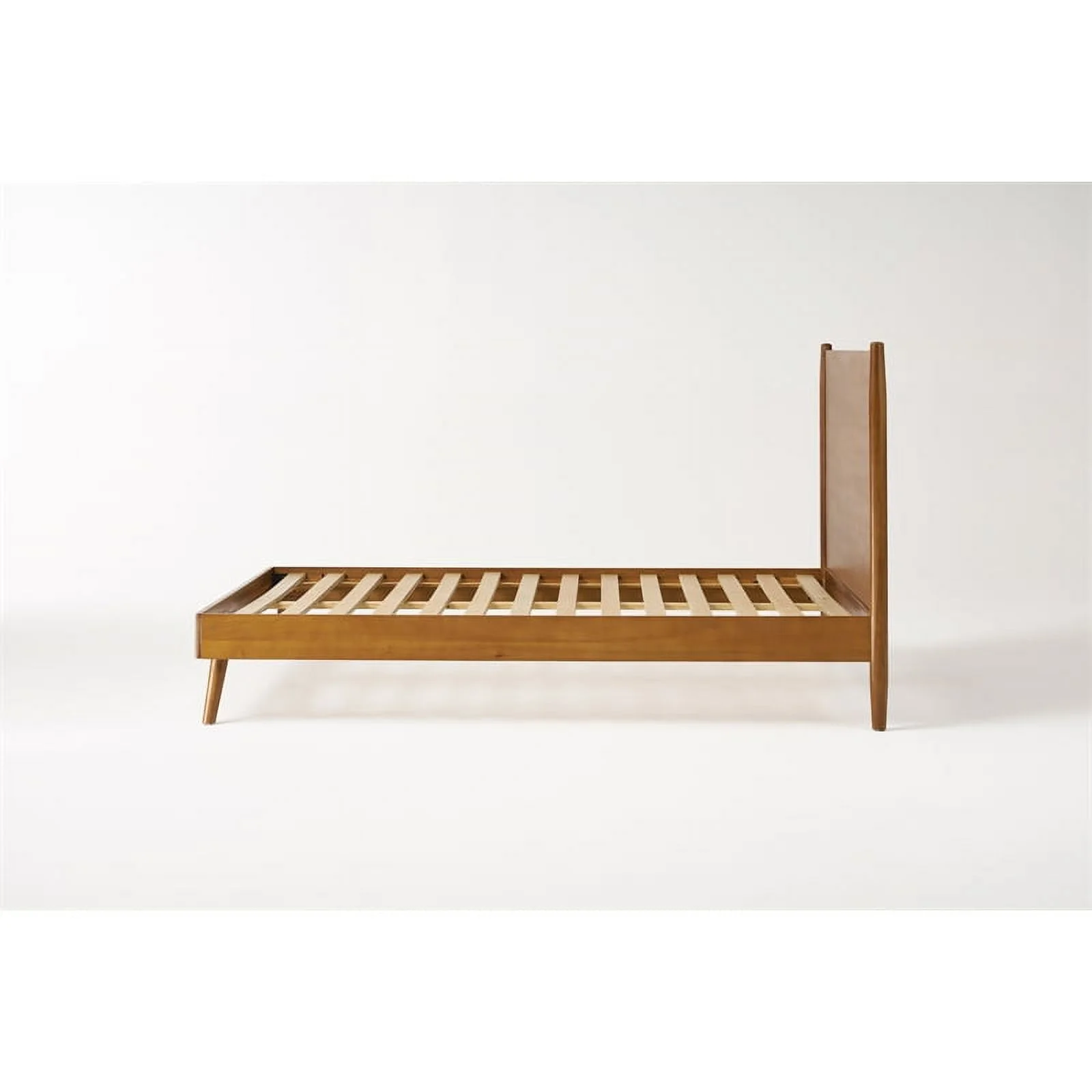 Pemberly Row Mid-Century Full Acacia Wood Bed in Brown Finish