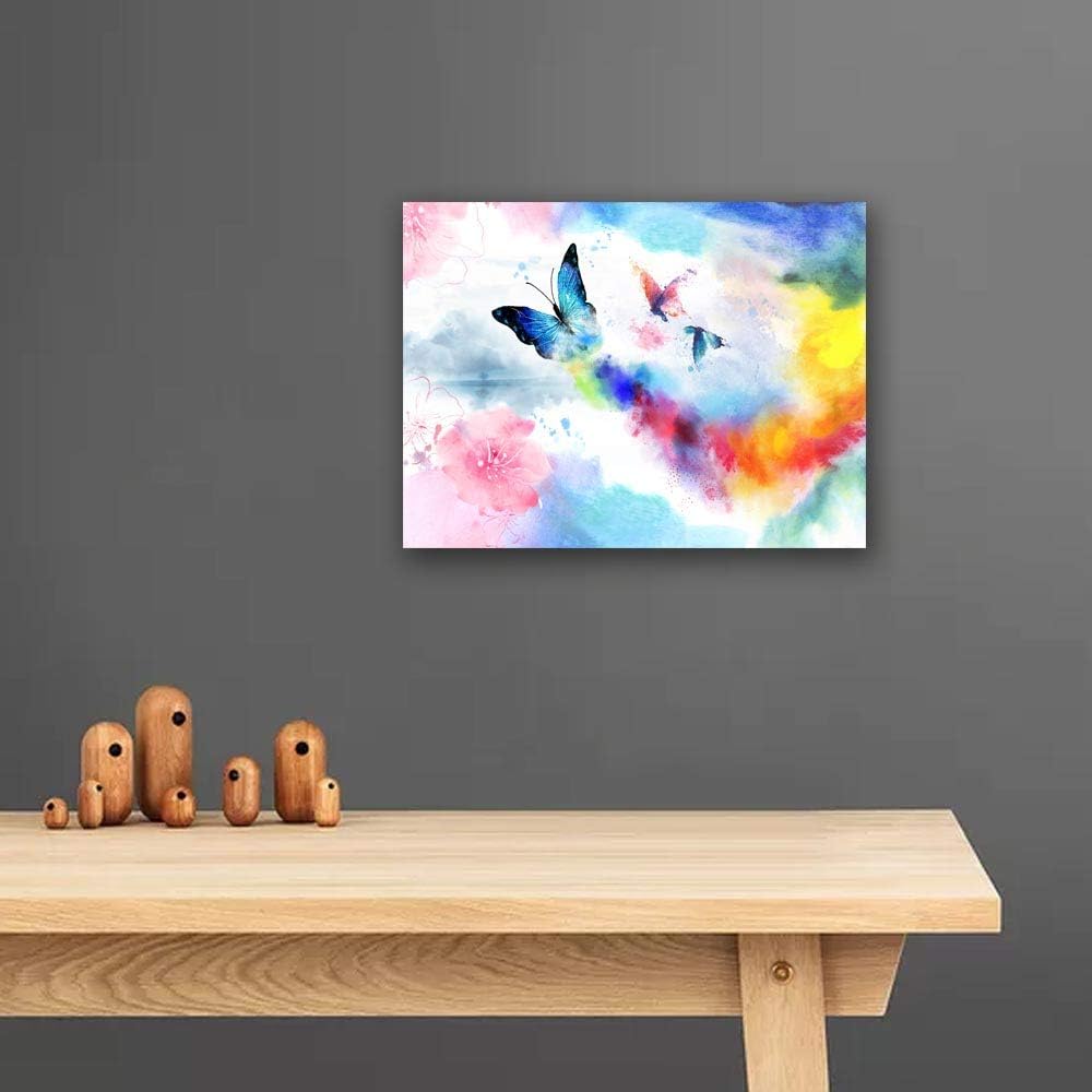 Yikg Canvas Wall Art Colorful Butterfly Canvas Framed Ready to Hang (16'' x 24'' x 1 Panel)