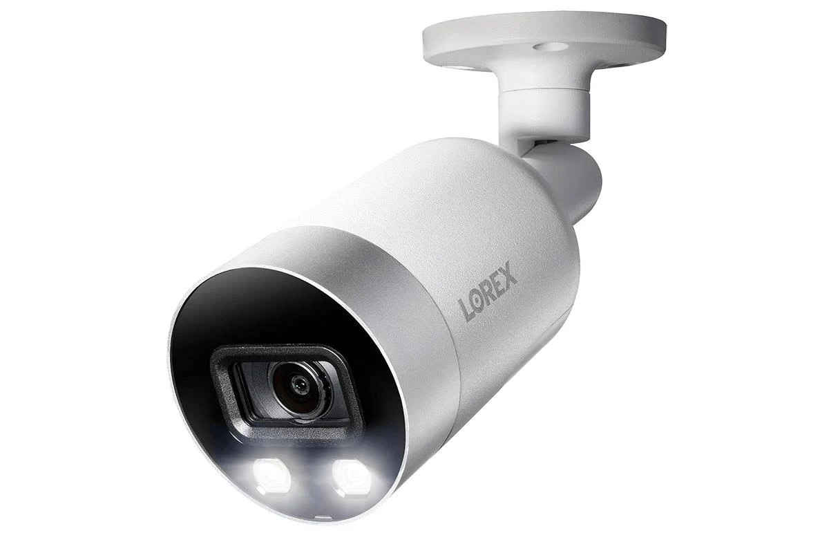 Lorex E891AB Indoor/Outdoor 4K Ultra HD Smart Deterrence IP Security Bullet Camera, 150ft IR Night Vision, Color Night Vision, A