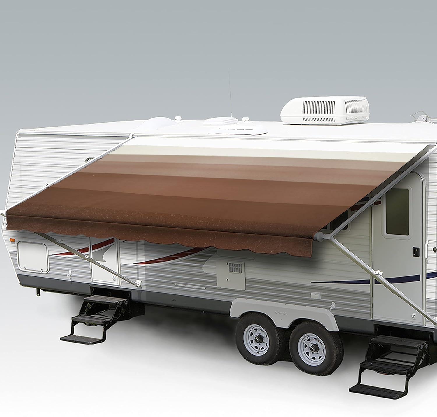 ShadePro - RV Awning Fabric Replacement - Heavy Duty Weatherproof Vinyl - Universal Outdoor Canopy for Camper, Trailer, and Motorhome Awnings - Granite - 21' (Fabric 20' 2)