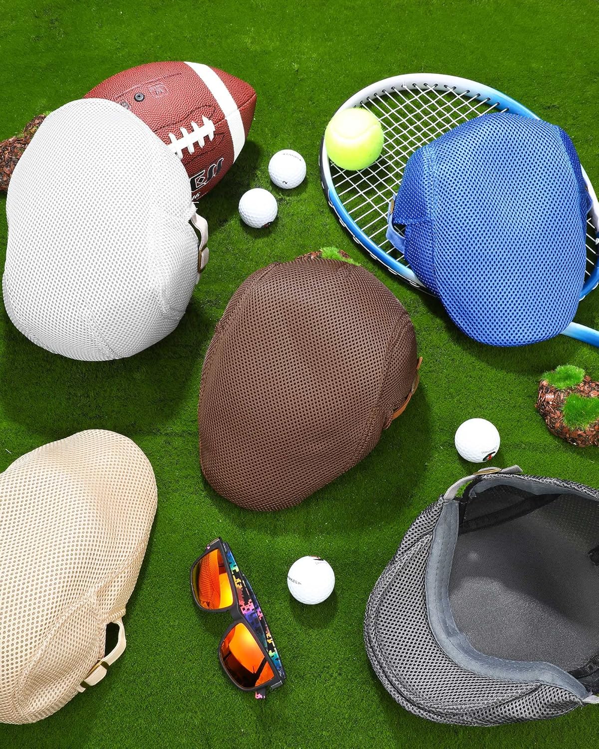 Chuarry 8 Pack Men's Mesh Flat Cap Breathable Summer Newsboy Hat Cabbie Driving Hats Ivy Caps for Men
