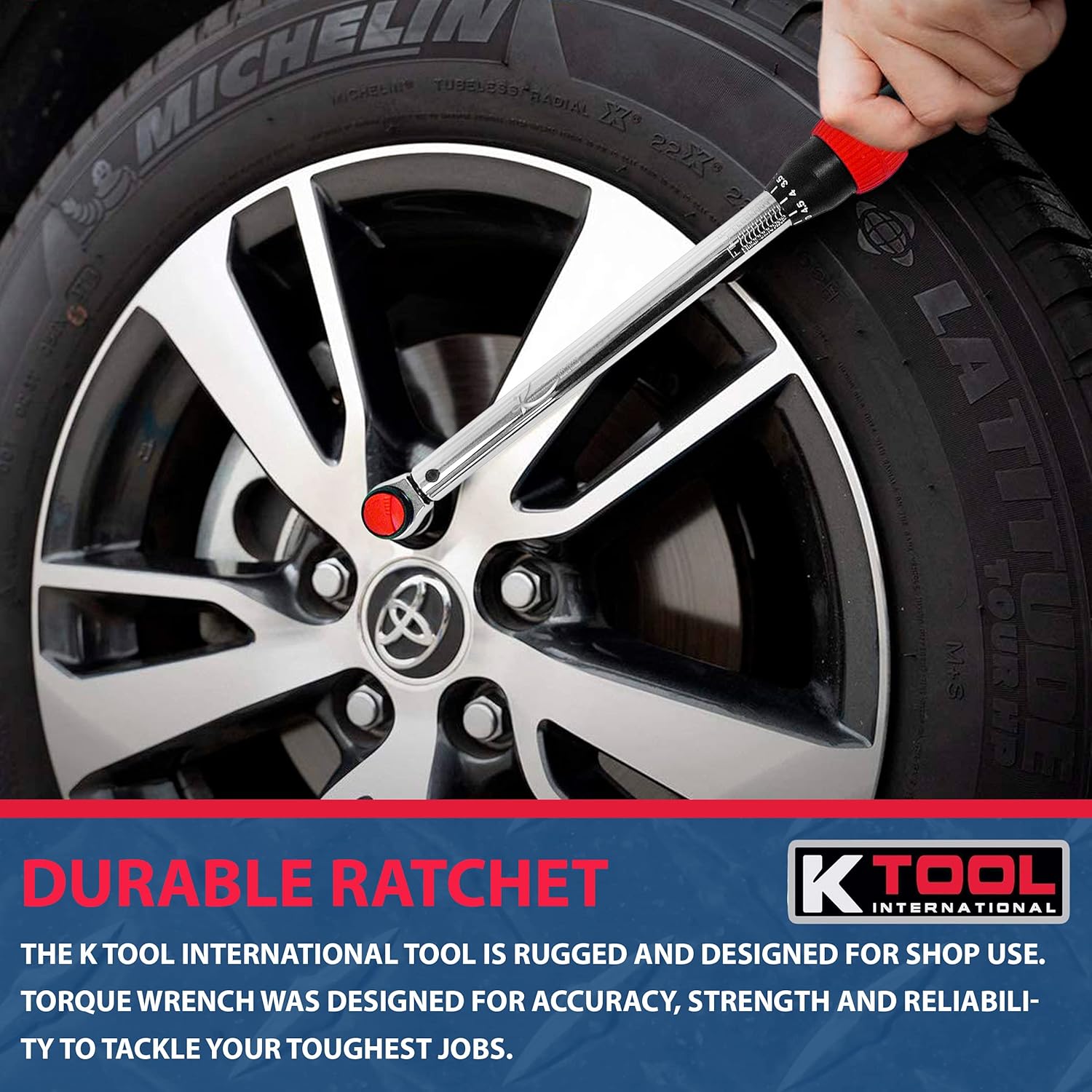 K Tool International - 3/8" Drive Click Style Long Torque Wrench, 10-100 feet/lbs. Capacity, 16-1/4" Long, Durable Strength, Easy to Read Measurements; KTI72143 Pack of 2
