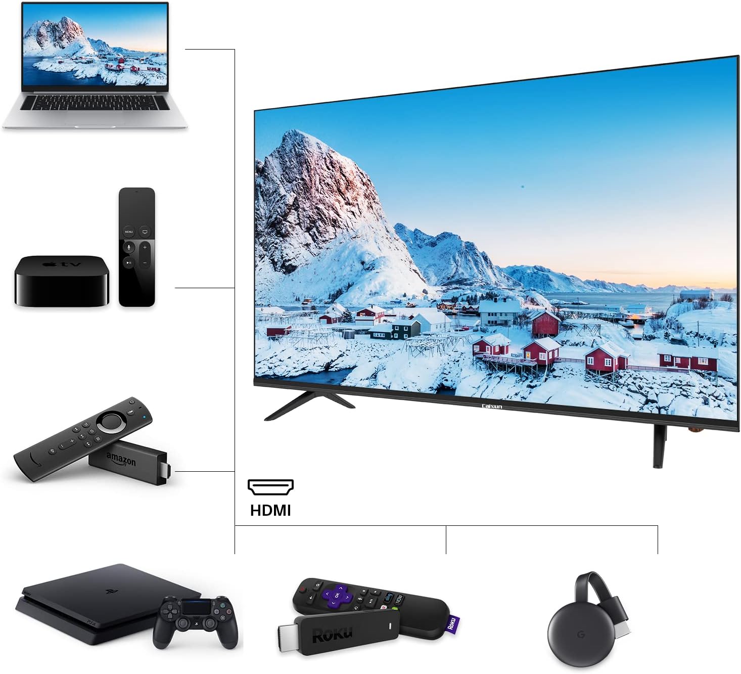 Caixun EC50S1A, 50 inch 4K UHD HDR LED Smart Android TV with Google Assistant (Voice Control), Screen Share, HDMI, USB, Wi-Fi, Bluetooth(2021 Model)