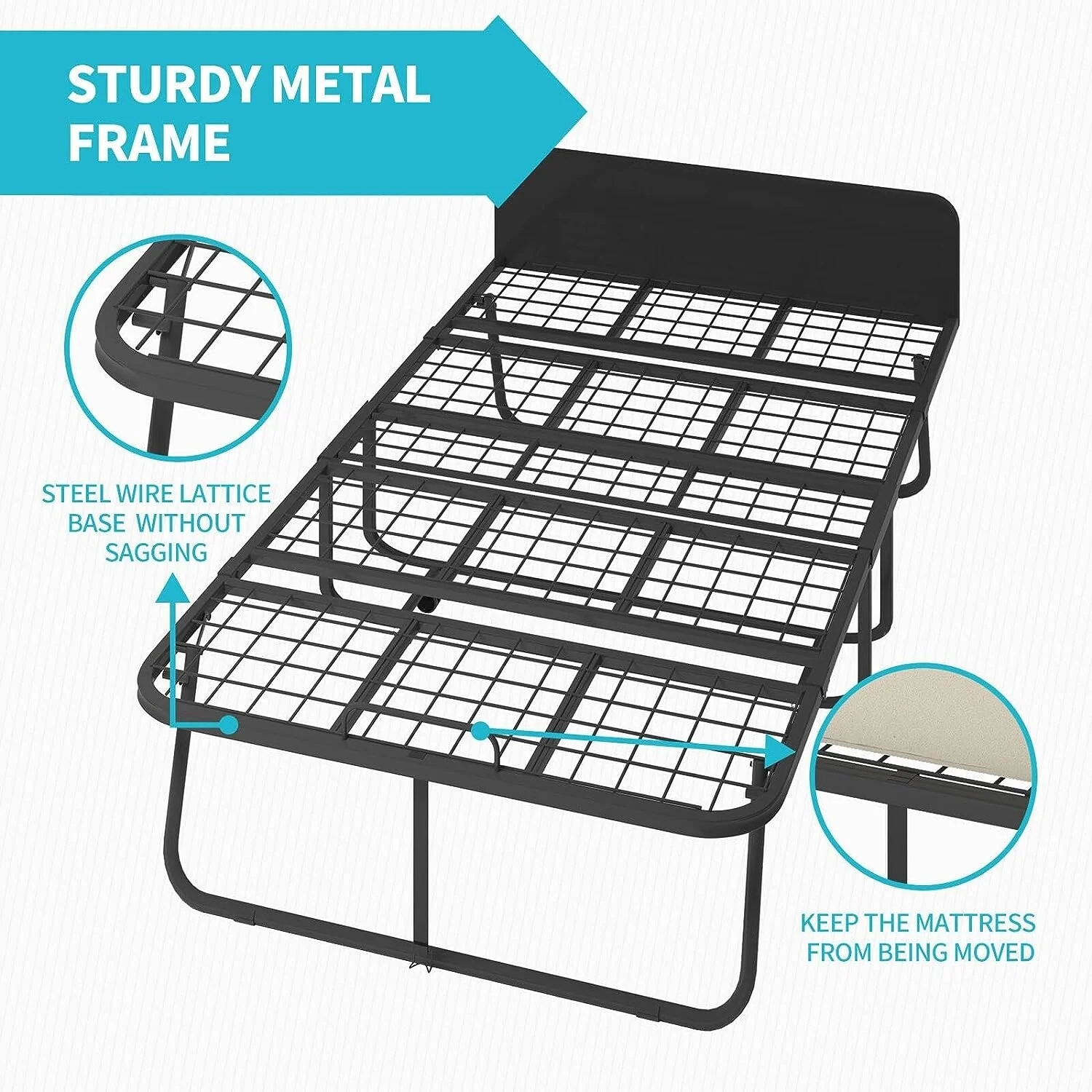 Mixoy Folding Bed with Mattress,Portable Foldable Roll Away Adult Bed for Guest,with Dustproof Bag & Baffle Gray - Twin XL