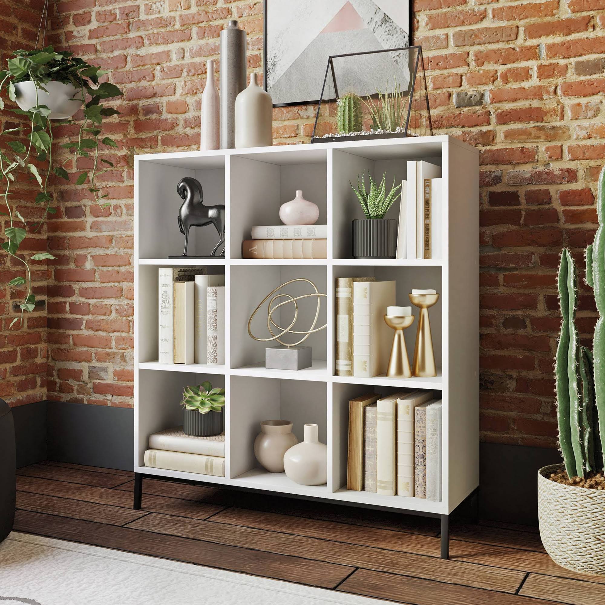 Sauder North Avenue 9-Cube Cubby Organizer Bookcase - White