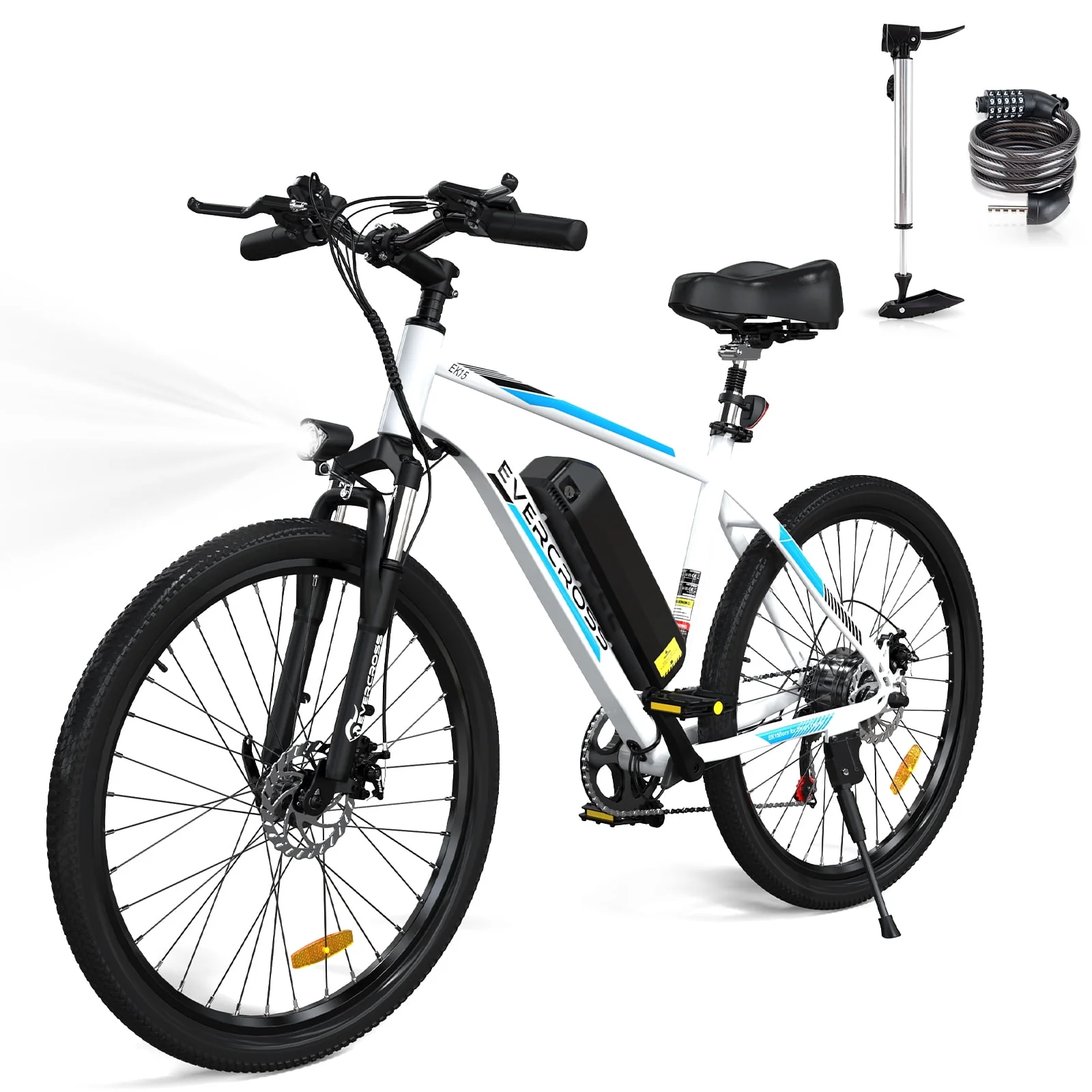 EVERCROSS 500W Electric Bike 26 Electric Bicycle for Adults 20MPH Mountain Bike with Removable 36V 12Ah Battery, 7 Speed Commuter Bike for Man Woman, BLack