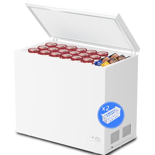 Kismile Chest Freezer with Removable Basket Free Standing Top open Door Compact Freezer with Adjustable Temperature for Home/Kitchen/Office/Bar