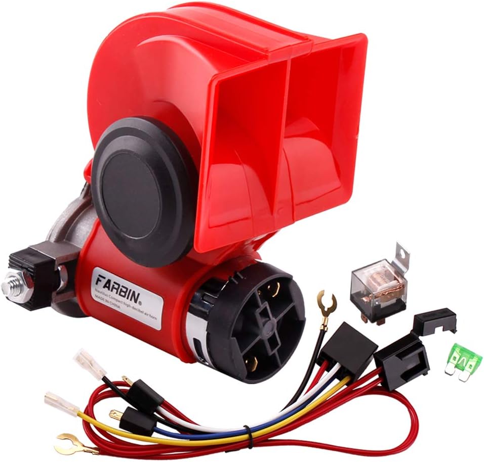 FARBIN Train Horn for Truck 12v 150db Loud Car Horn Snail Air Horn with Relay Harness for Any Vehicles(12V, black horn)