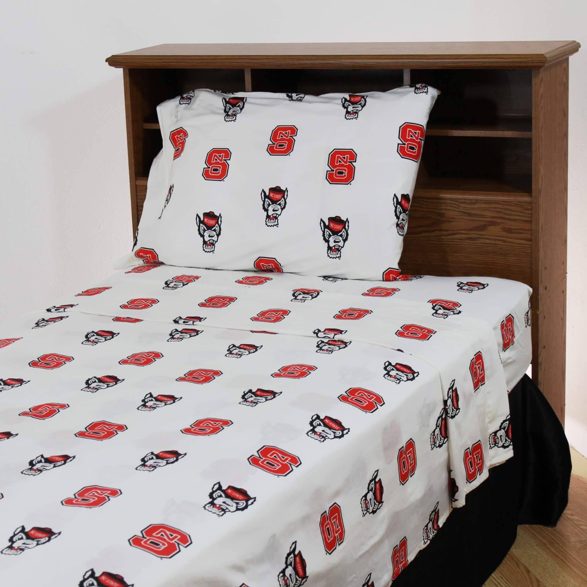 College Covers NCAA North Carolina State Sheet Set; Queen, White