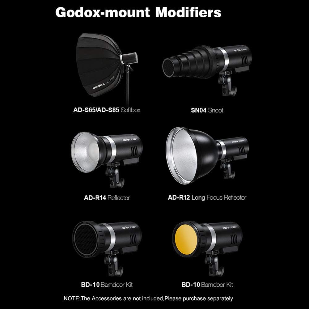 Godox AD300Pro AD300 Pro, 300W 2.4G TTL Flash Strobe Monolight, 1/8000 HSS, 0.01-1.8S Recycle Time, 300 Full Power Pops, 5600±100K, 12W Brightness Adjustable Bi-Color Modeling Led, W/Handheld Grip