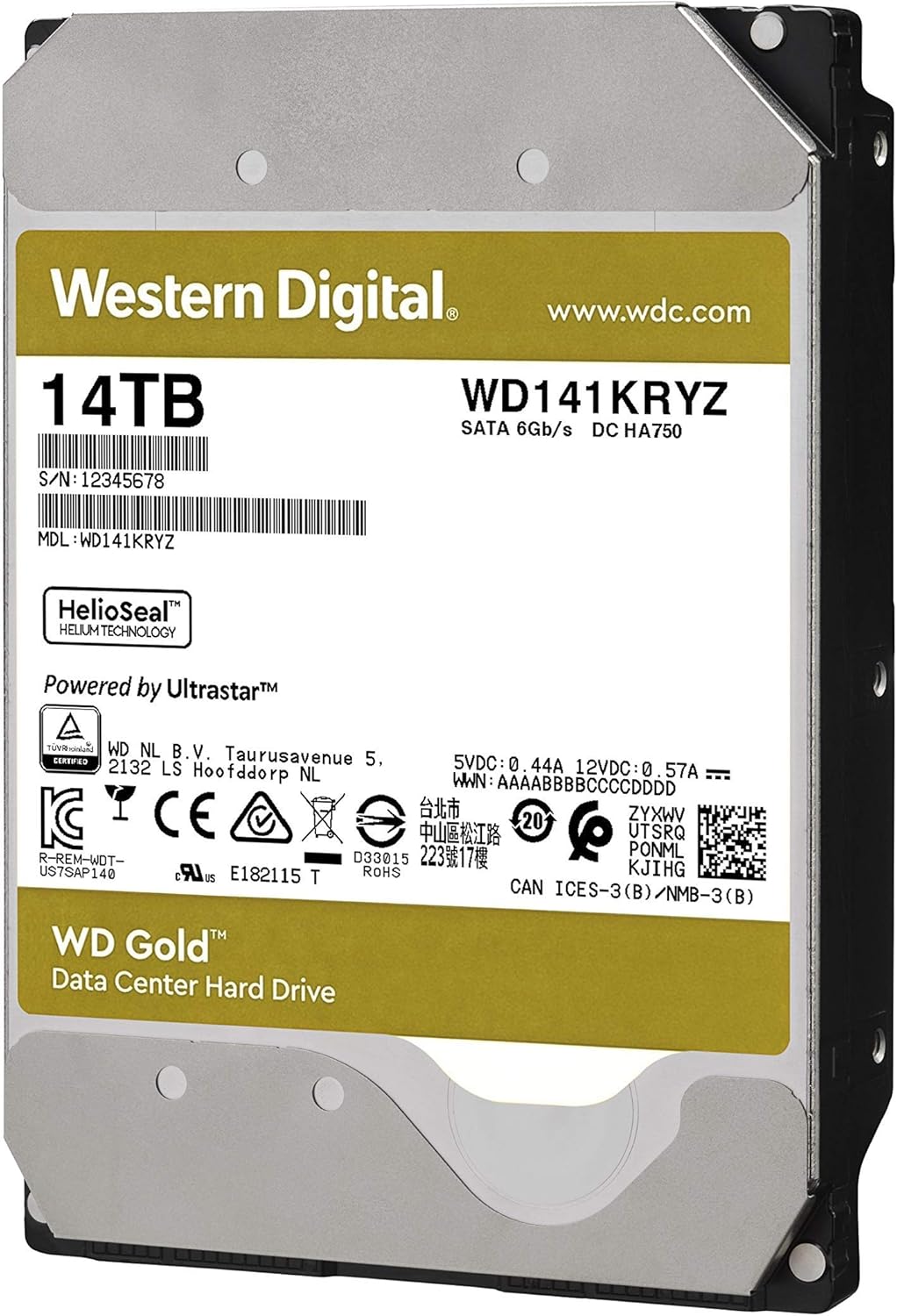 WD Gold 14TB Enterprise Class Internal Hard Drive - 7200 RPM Class, SATA 6 Gb/s, 512 MB Cache, 3.5 - WD141KRYZ (Renewed)