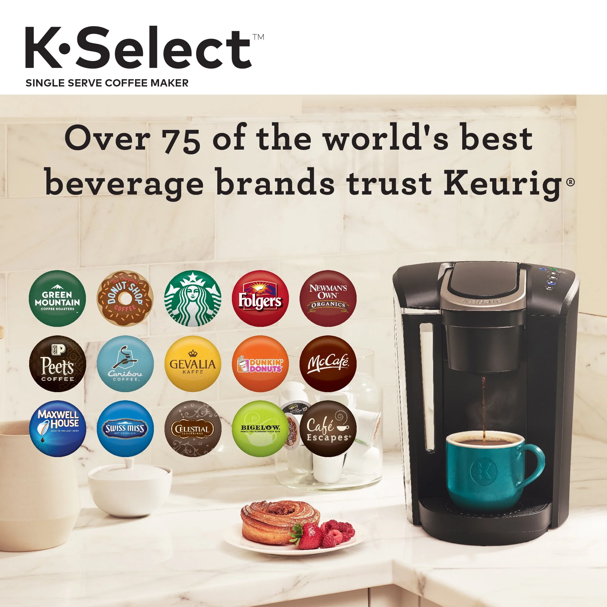 Keurig K-Select Single-Serve K-Cup Pod Coffee Maker with 12oz Brew Size, Strength Control, Matte Black