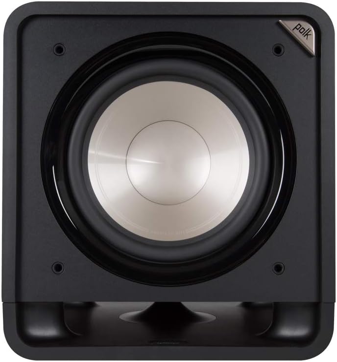 Polk Audio HTS 12 Powered Subwoofer with Power Port Technology | 12” Woofer, up to 400W Amp | For the Ultimate Home Theater Experience | Modern Sub that Fits in any Setting | Washed Black Walnut