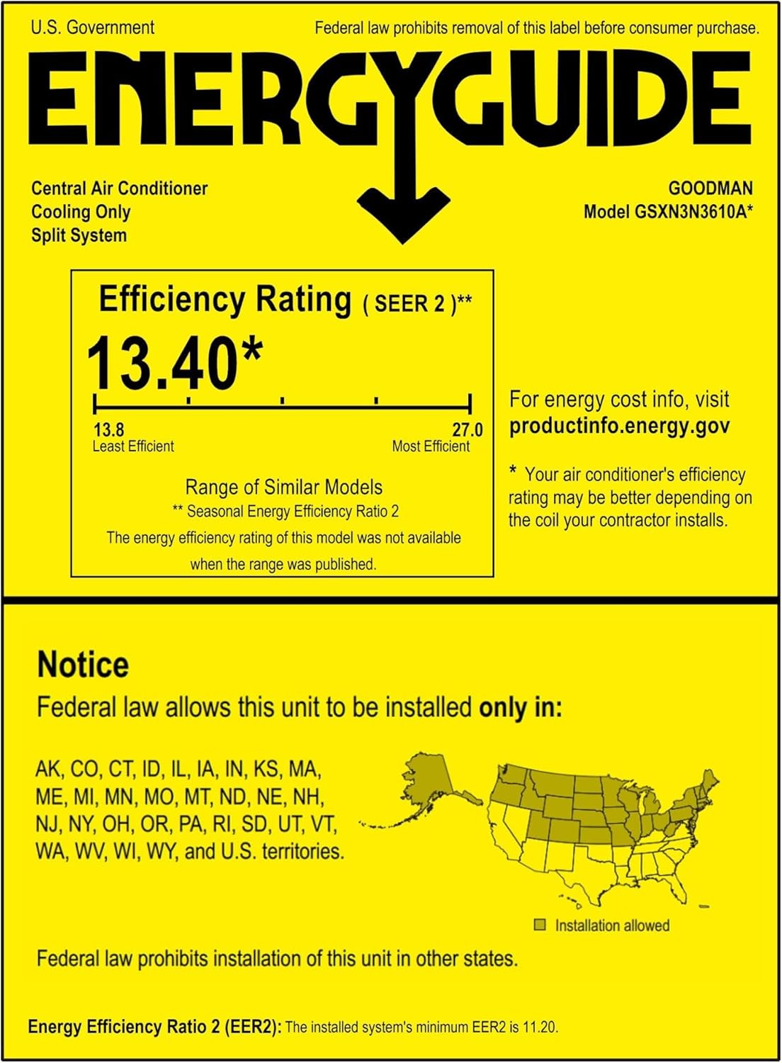 Goodman 3 TON 13.4 SEER2 AC Unit (GSXN3N3610) with 80% AFUE 80k BTU furnace (GM9S800804CN) and Horizontal coil (CHPT4860D4)