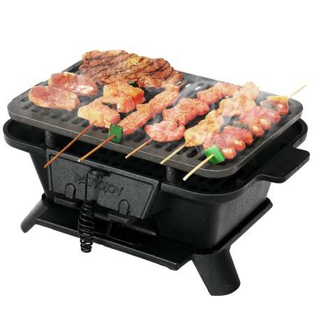 Gymax Heavy Duty Cast Iron Charcoal Grill Tabletop BBQ Grill Stove for Camping Picnic, Size: 12.5, Black