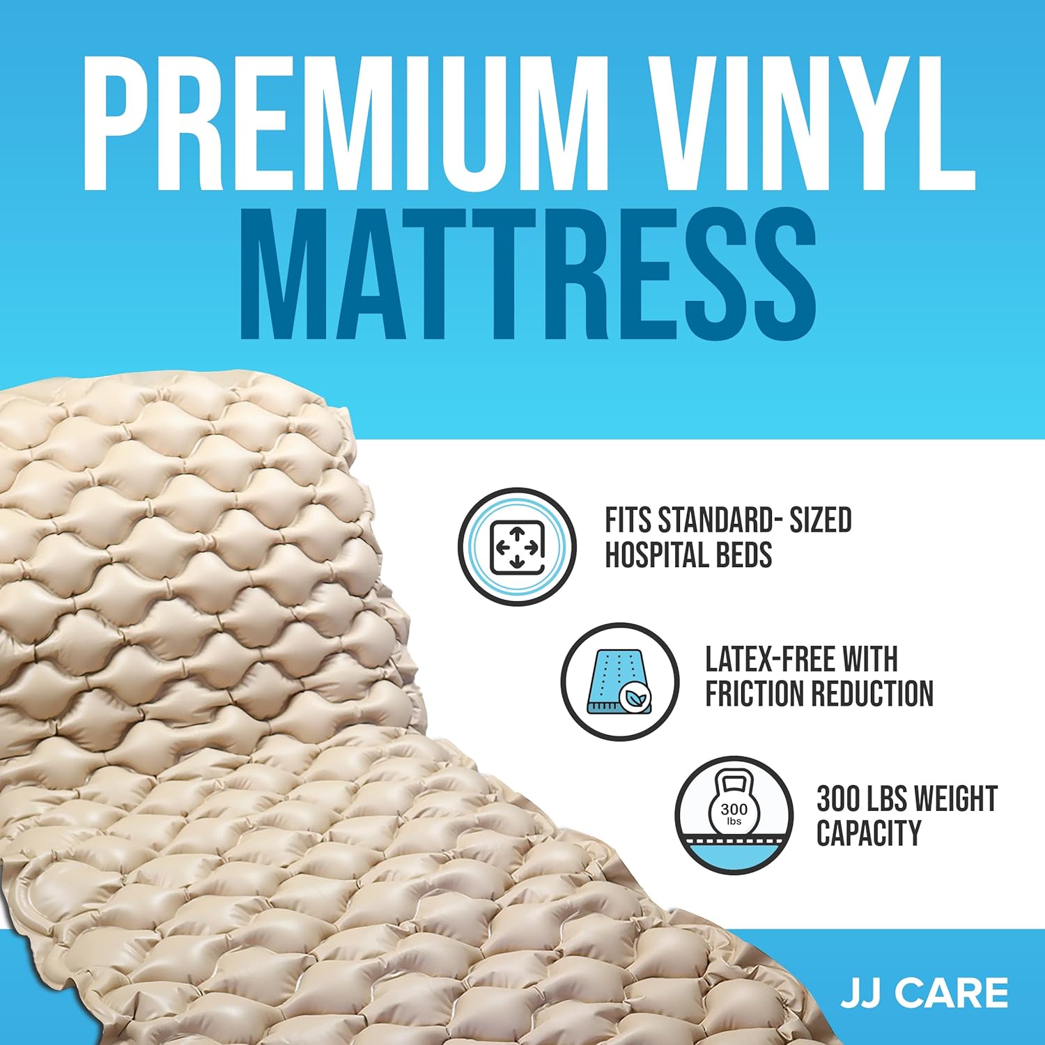 JJ CARE [Premium] Alternating Pressure Mattress for Bed Sores - Hospital Bed Air Mattress with Pump - Alternating Pressure Pad (79”x35”) Pressure Relief Mattress Topper for Home Care and Hospital Use Pack of 2