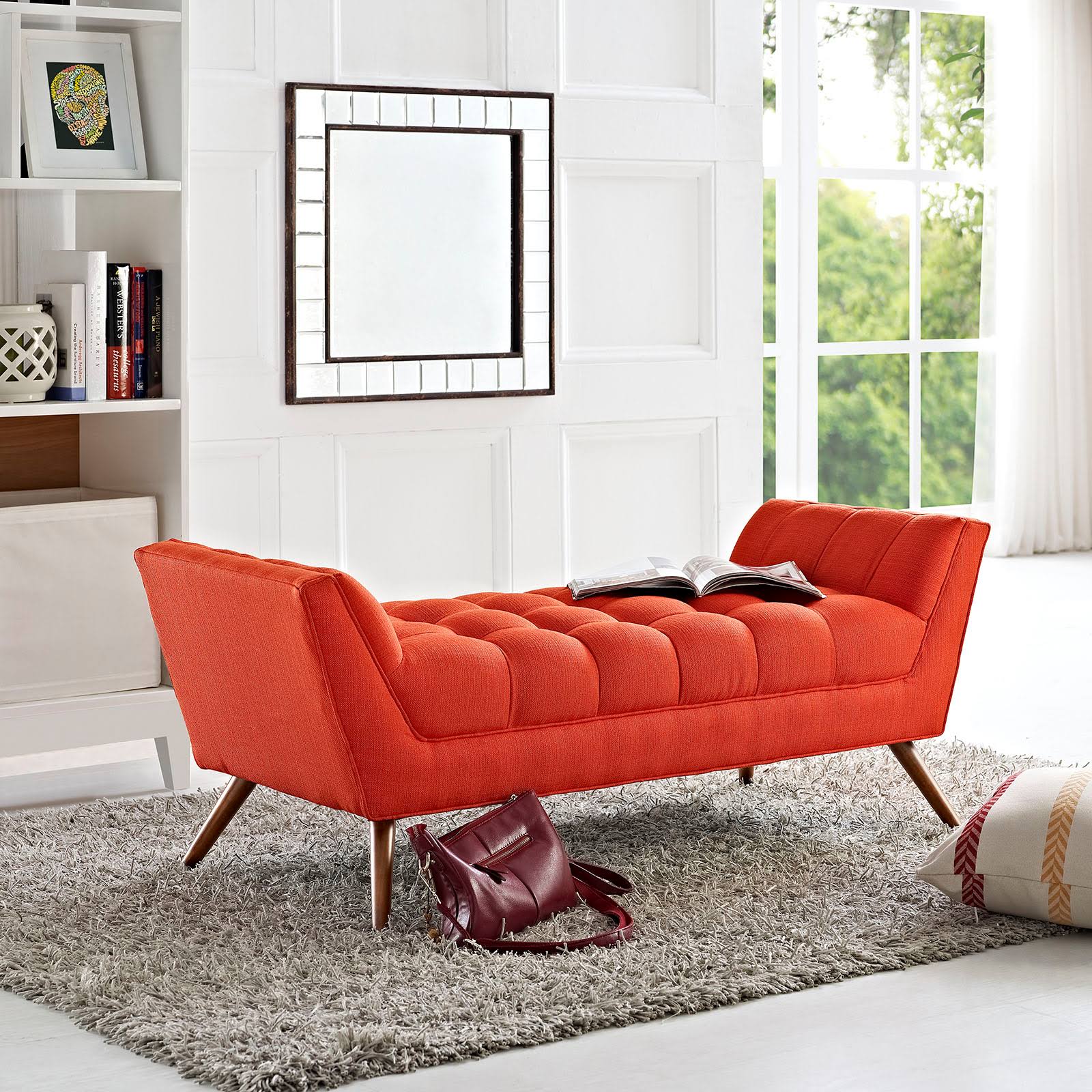 Modway Response Fabric Bench, Medium, Wheatgrass