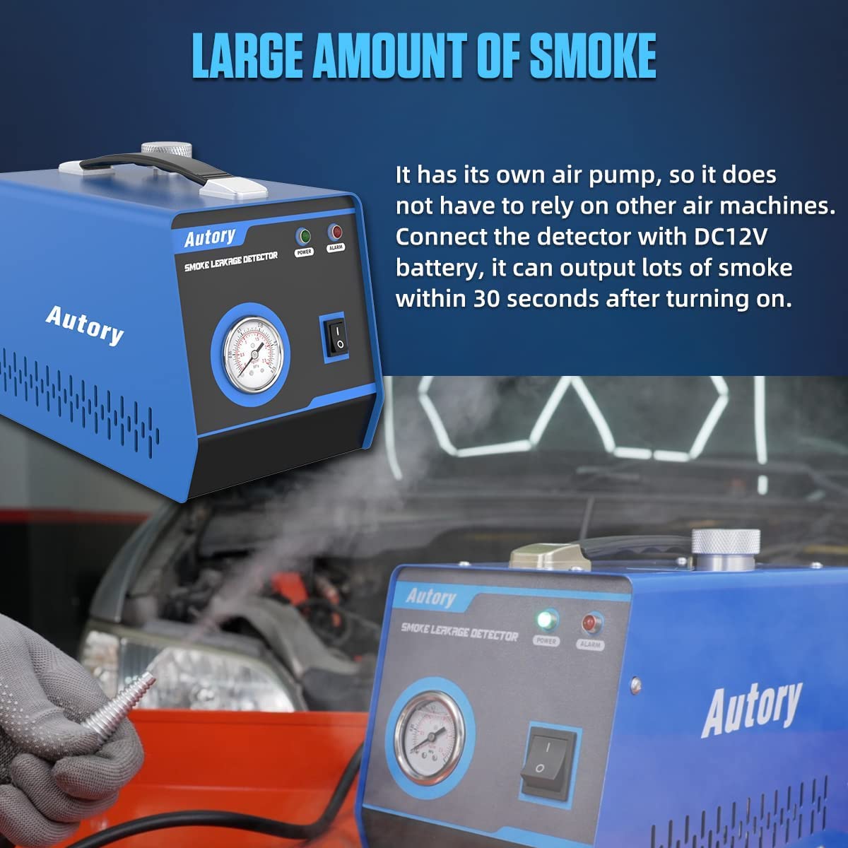 EVAP Smoke Machine Leak Detector - Smoke Leak Detector Automotive with Dual-Mode, Automotive Smoke Machine Fuel Diagnostic Detector, 12V Fuel Pipes Diagnostic Tester for Cars Motorcycles Trucks Boats