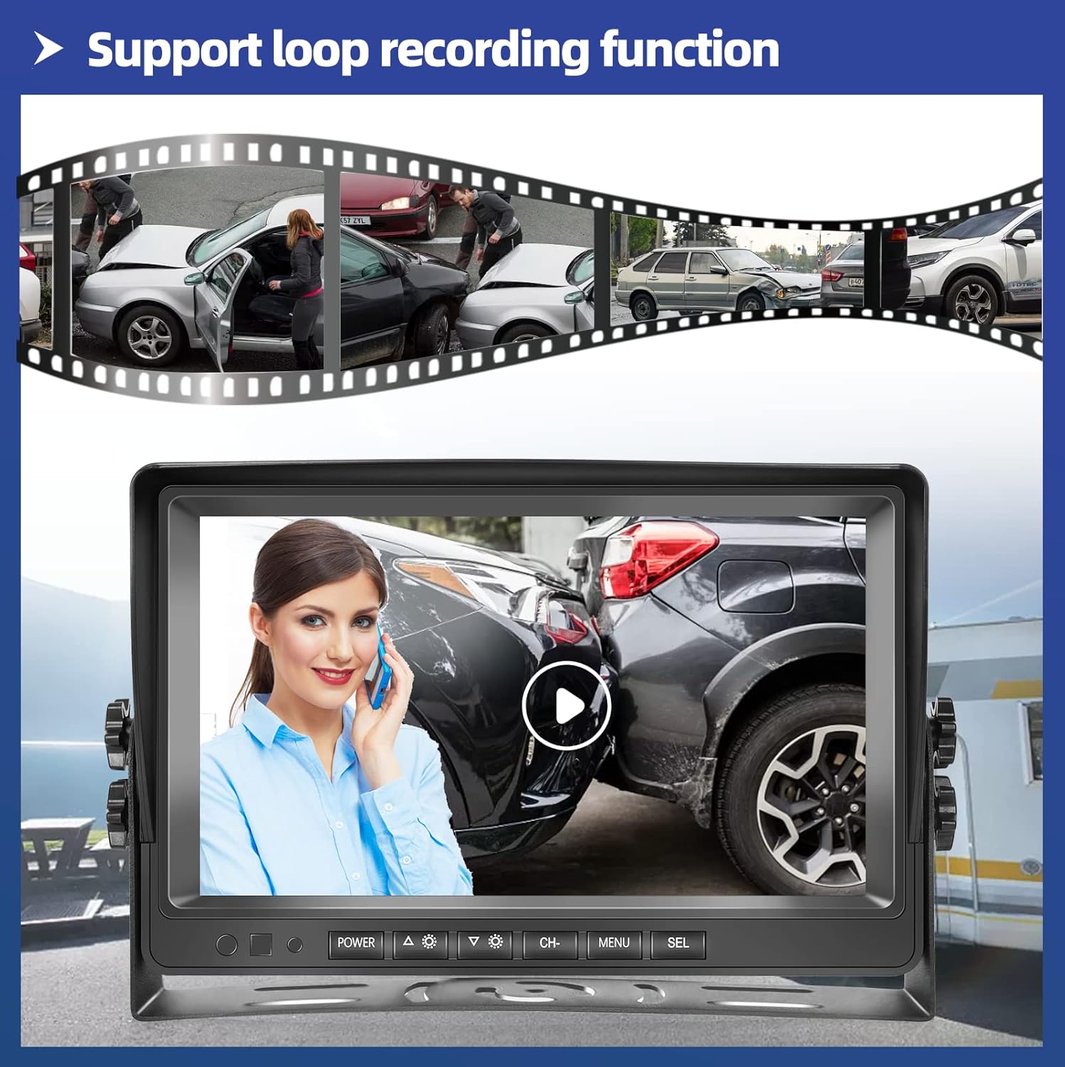 Backup Camera with Monitor Kit 9 Inch HD 1080P Split Screen DVR Monitor Wired Rear View Camera for Cars,Trucks,Pickup,SUVs,Vans Waterproof Super Night Vision Grid Lines 12V-35V