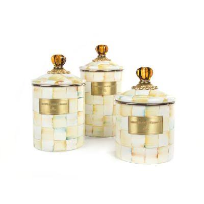 MacKenzie-Childs - Parchment Check Enamel Canister - Large