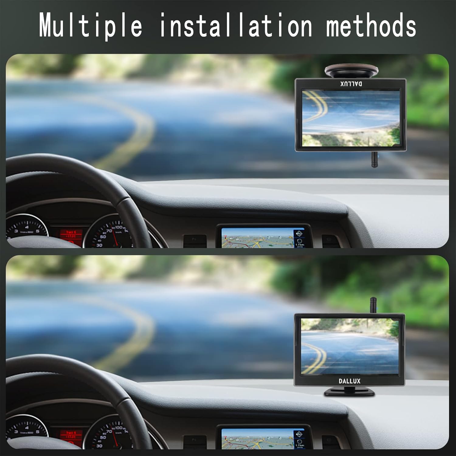 Car Wireless Backup Camera Kit,5 Inch Monitor and 1080P Front/Rear View Adjustable Camera for Car,Pickup,Truck,RV,SUV,Van,Camper Easy Installation Stable Signal Night Vision Waterproof Cam System