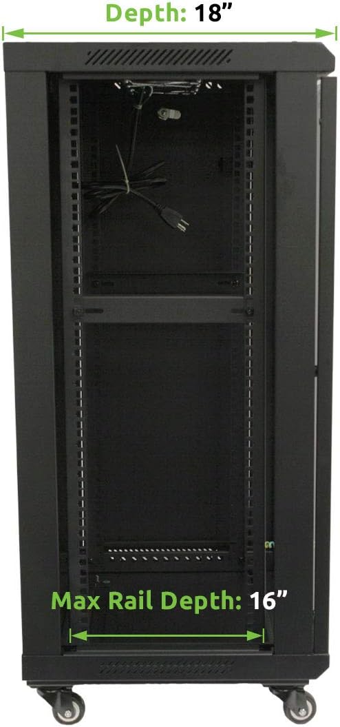 NavePoint 18U Wall Mount Network Server Cabinet Rack Enclosure Glass Door Lock w/Casters