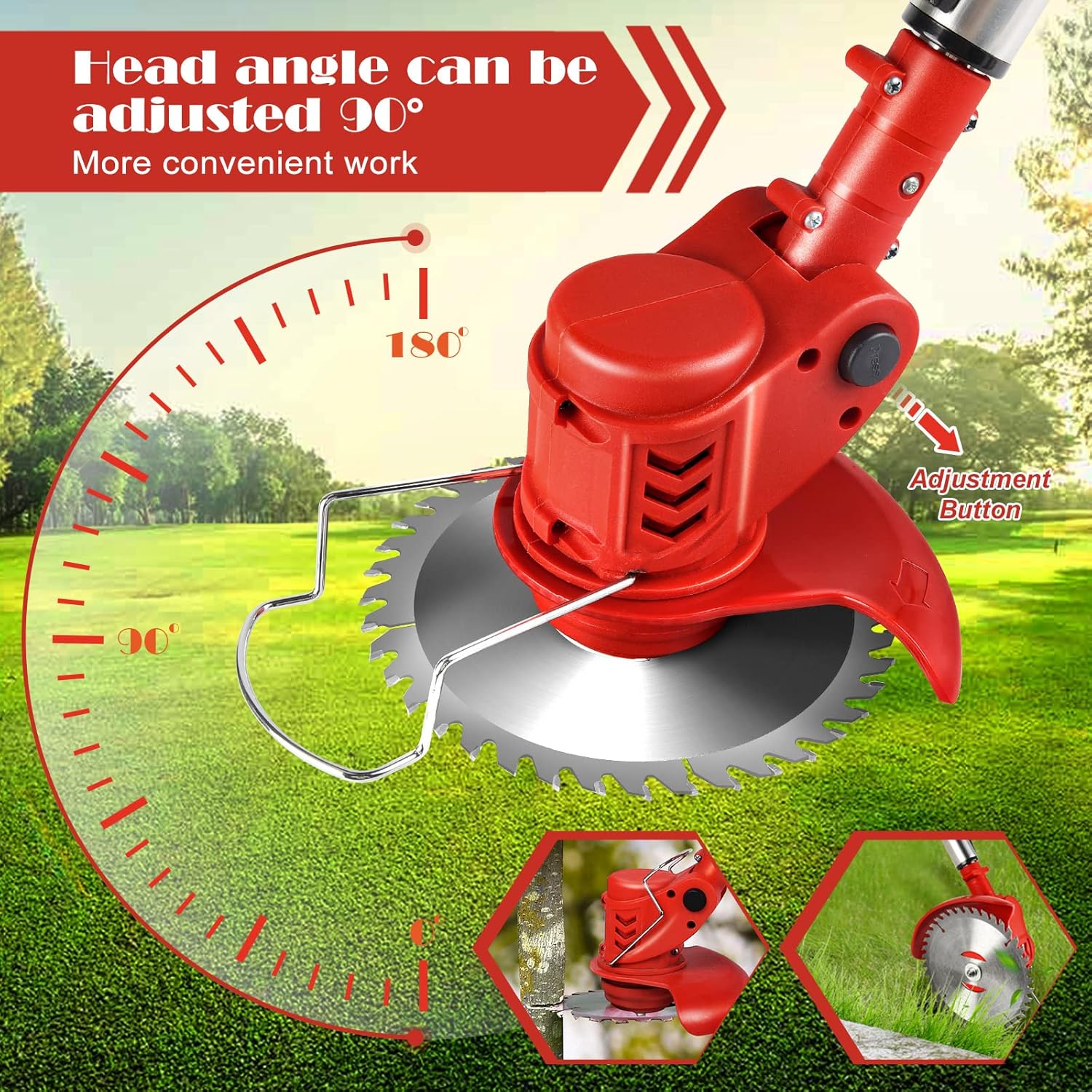 Cordless String Trimmer Battery Powered, Suncanri 21V Weed Wacker Brush Cutter Edger Lawn Tool, Powerful Weed Eater for Home Garden, Lawn, Yard, Bush Trimming & Pruning(2 Batteries)