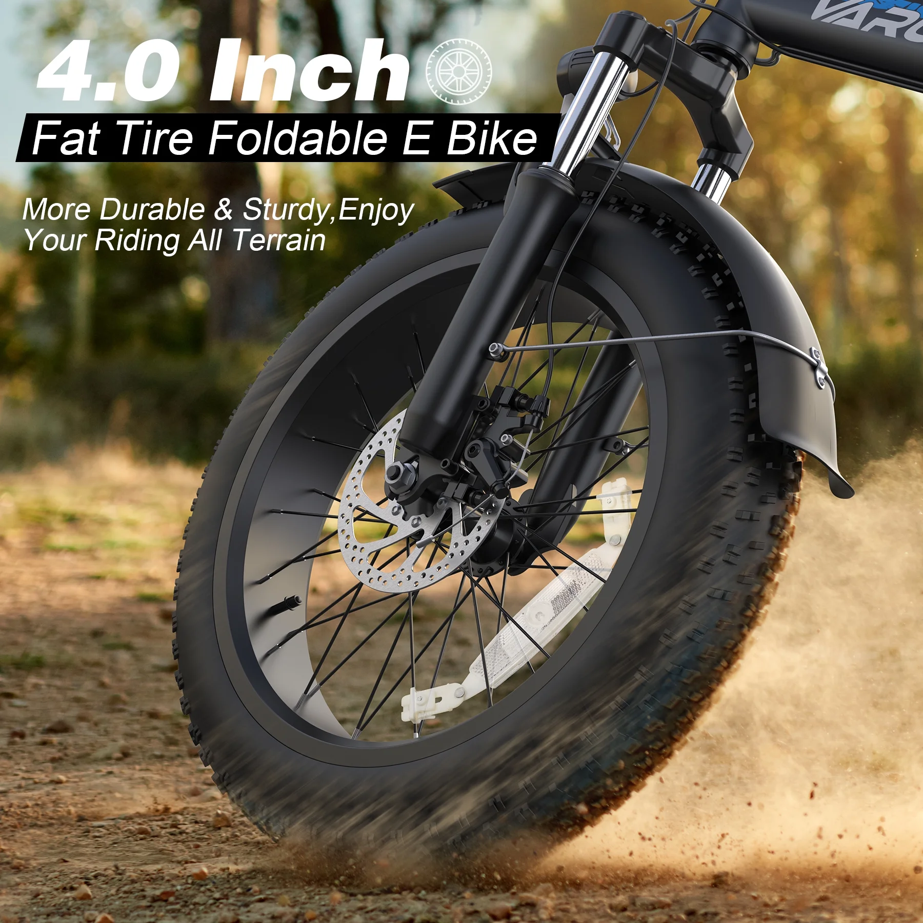 VARUN Folding Electric Bike for Adults - Peak 750W Fat Tire Electric Bike with 48V 13Ah Anti-Theft Battery - Full Suspension Ebike for All Terrains Up to 25+MPH, 60+ Miles - Curated Treasures Market