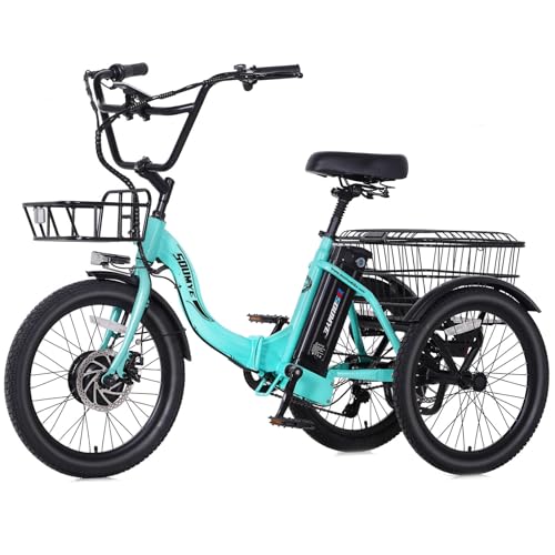 Electric Tricycle 20" 3 Wheels Electric Trike for Adults Women Men | Folding, Electric Bicycle Bikes, 350W, Step-Thru, Etrike, 374WH, Removable Battery, Large Basket