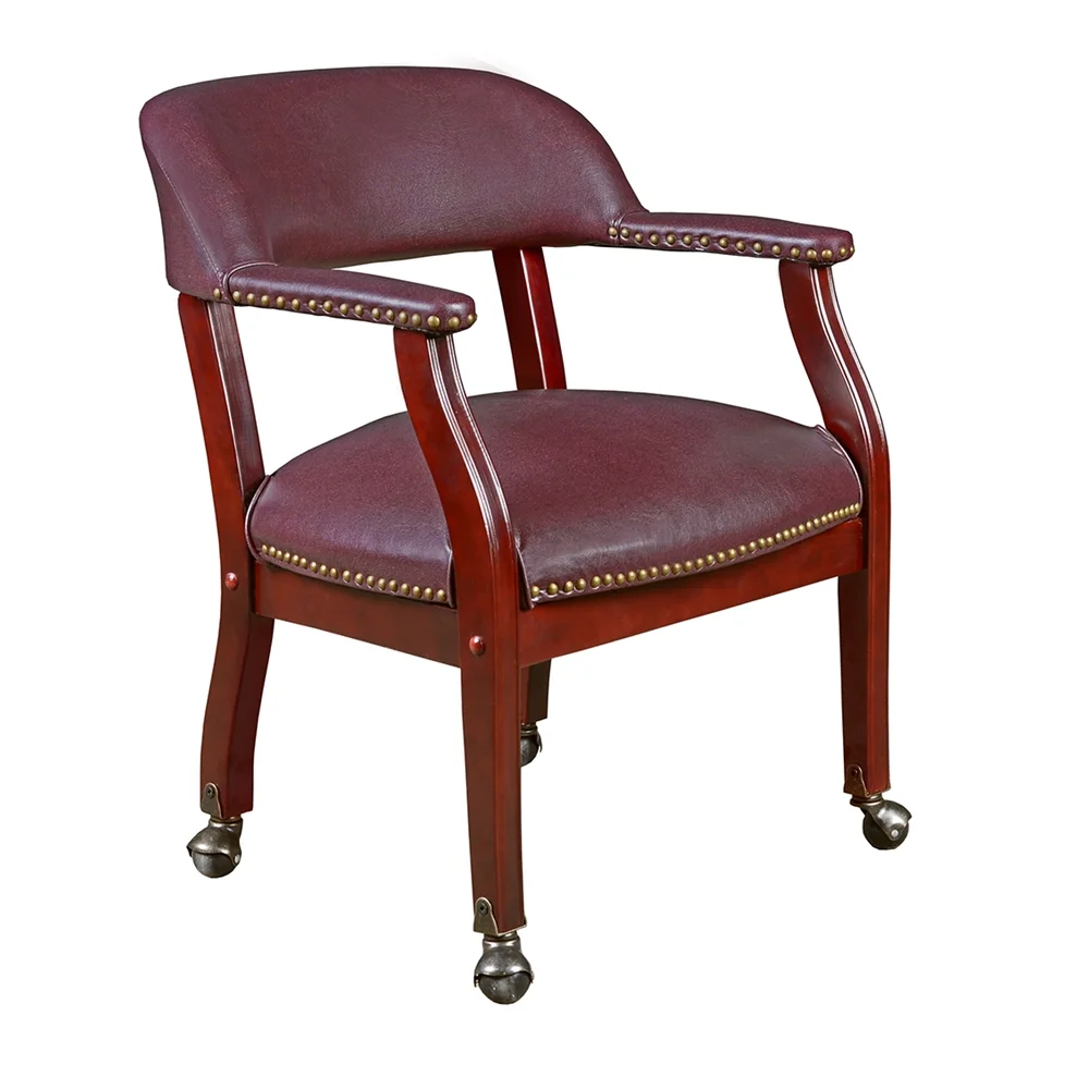 Belen Kox Ivy League Captain Chair with Casters- Burgundy