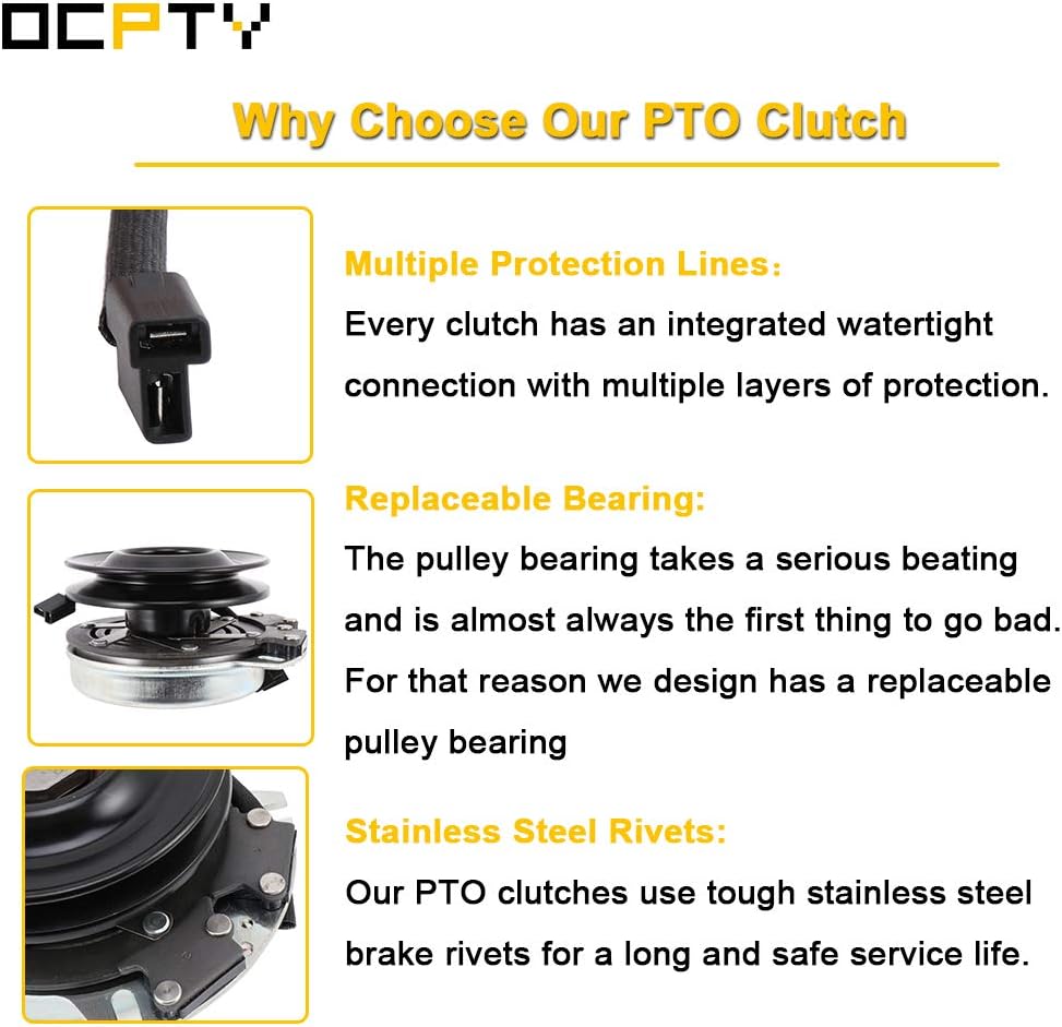 OCPTY Electric Power Take Off Clutch Electric PTO Clutch 717-3389 Quality Upgraded Aftermarket Fit for Craftsman, for Cub Cadet, for MTD, for Troy-Bilt, for Warner, for White