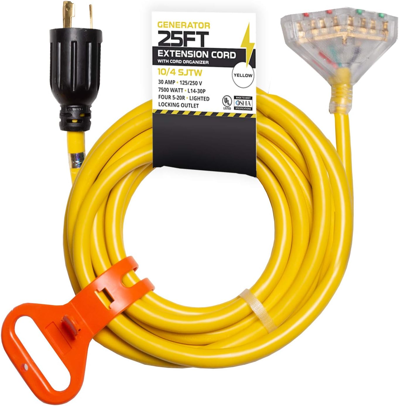 30 Amp Generator Cord - L14-30 40 Ft Generator Power Cable with Organizer 10/4 SJTW, 125/250v, 7500 Watt