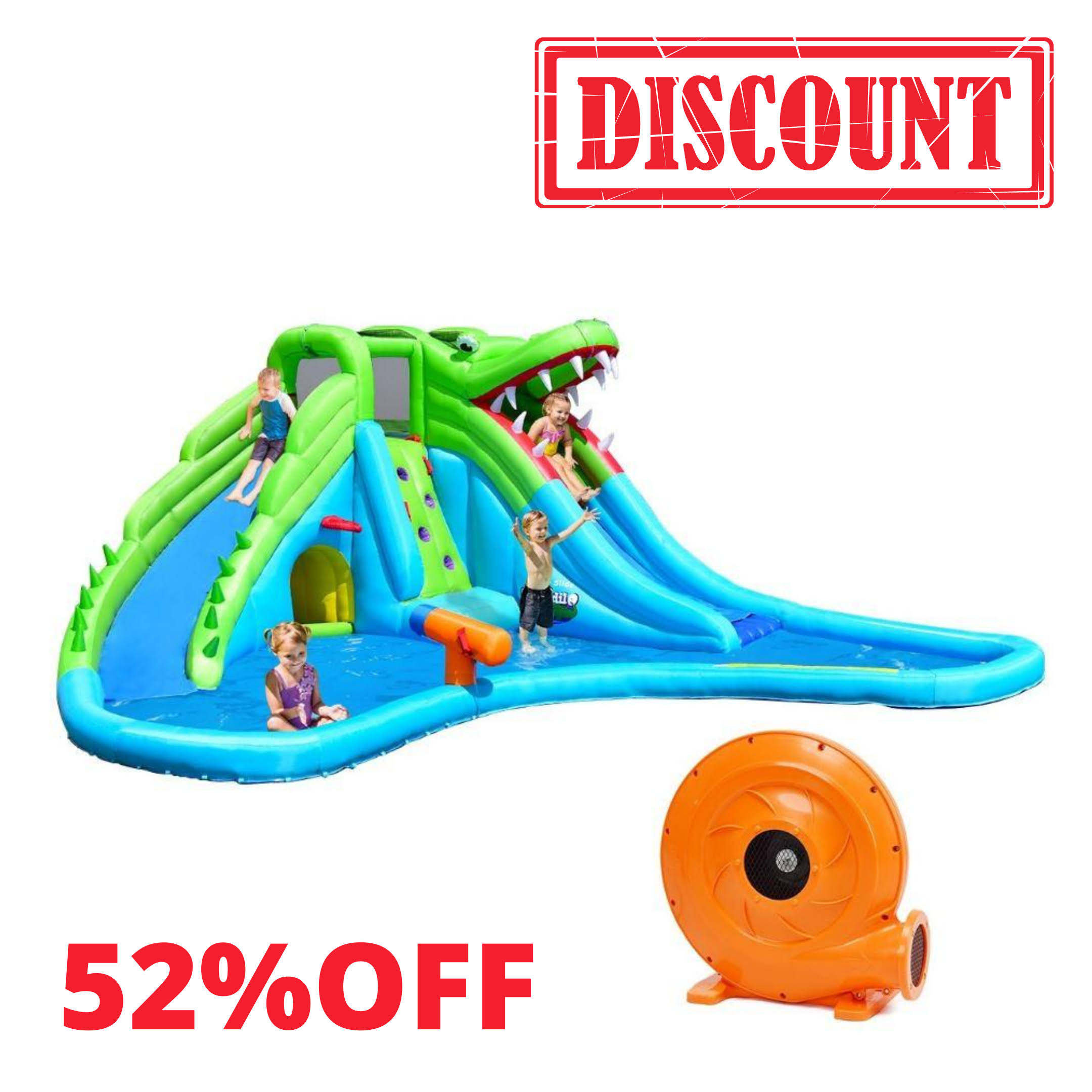 Costway Crocodile Inflatable Water Slide Climbing Wall Bounce House