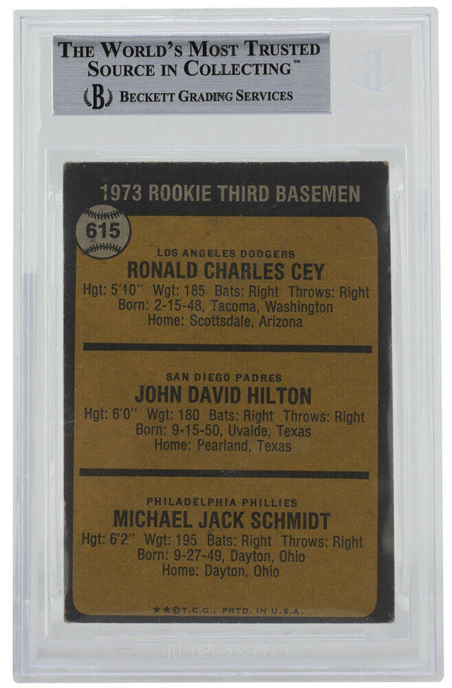 Mike Schmidt Signed 1973 Topps #615 Rookie Third Baseman Card BGS