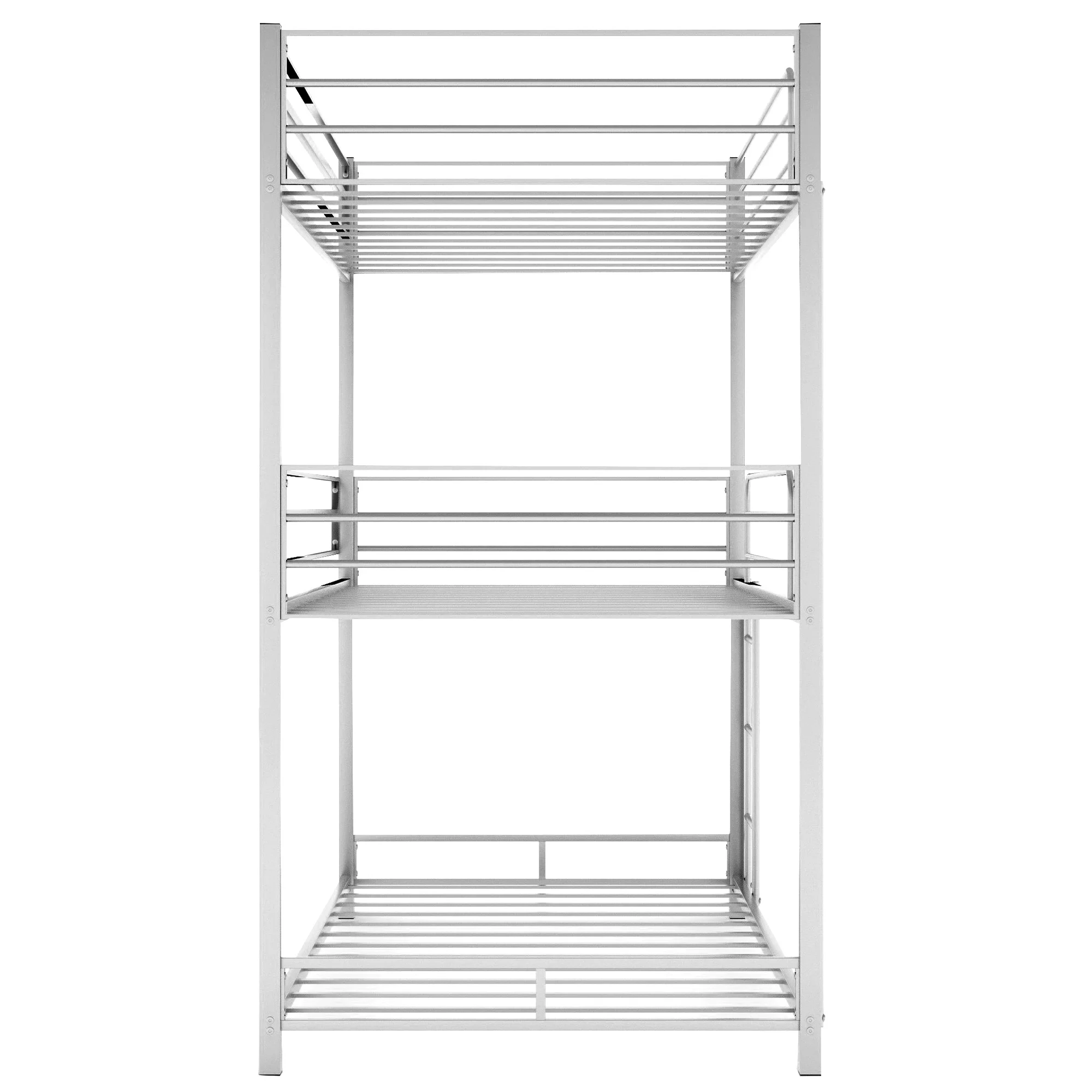 CHURANTY Metal Triple Bunk Bed Twin Over Twin Bunk Bed with Ladder and Safety Guardrail 3 Bunk Bed for Living Room Bedroom, Sliver