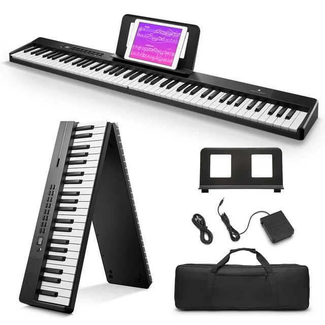 Donner DP-10 Beginner Foldable Piano Keyboard, Digital Piano with 88 Key Full Size Semi Weighted Keyboard, Bluetooth Portable Electric Piano with Piano Bag - Curated Treasures Market