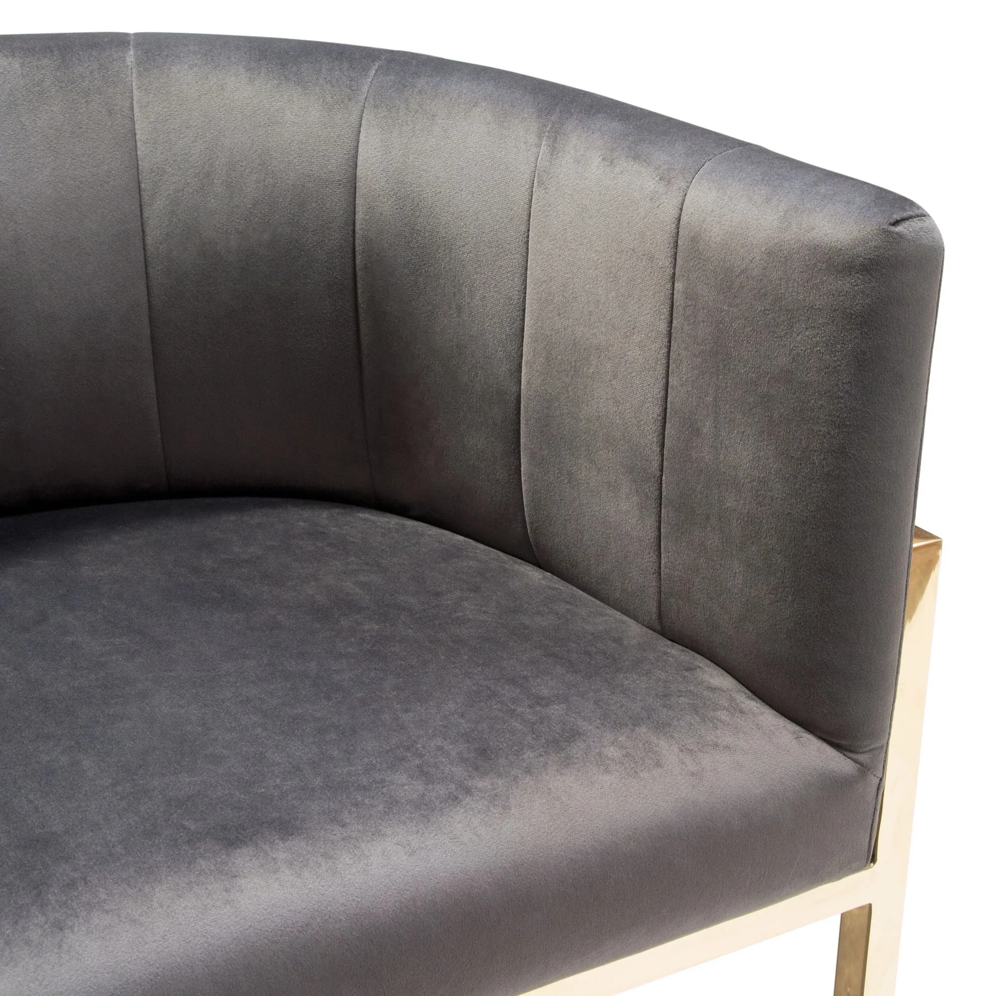 Diamond Sofa PANDORABCGR1PK Pandora Bar Height Chair with Polished Gold Frame, Grey Velvet
