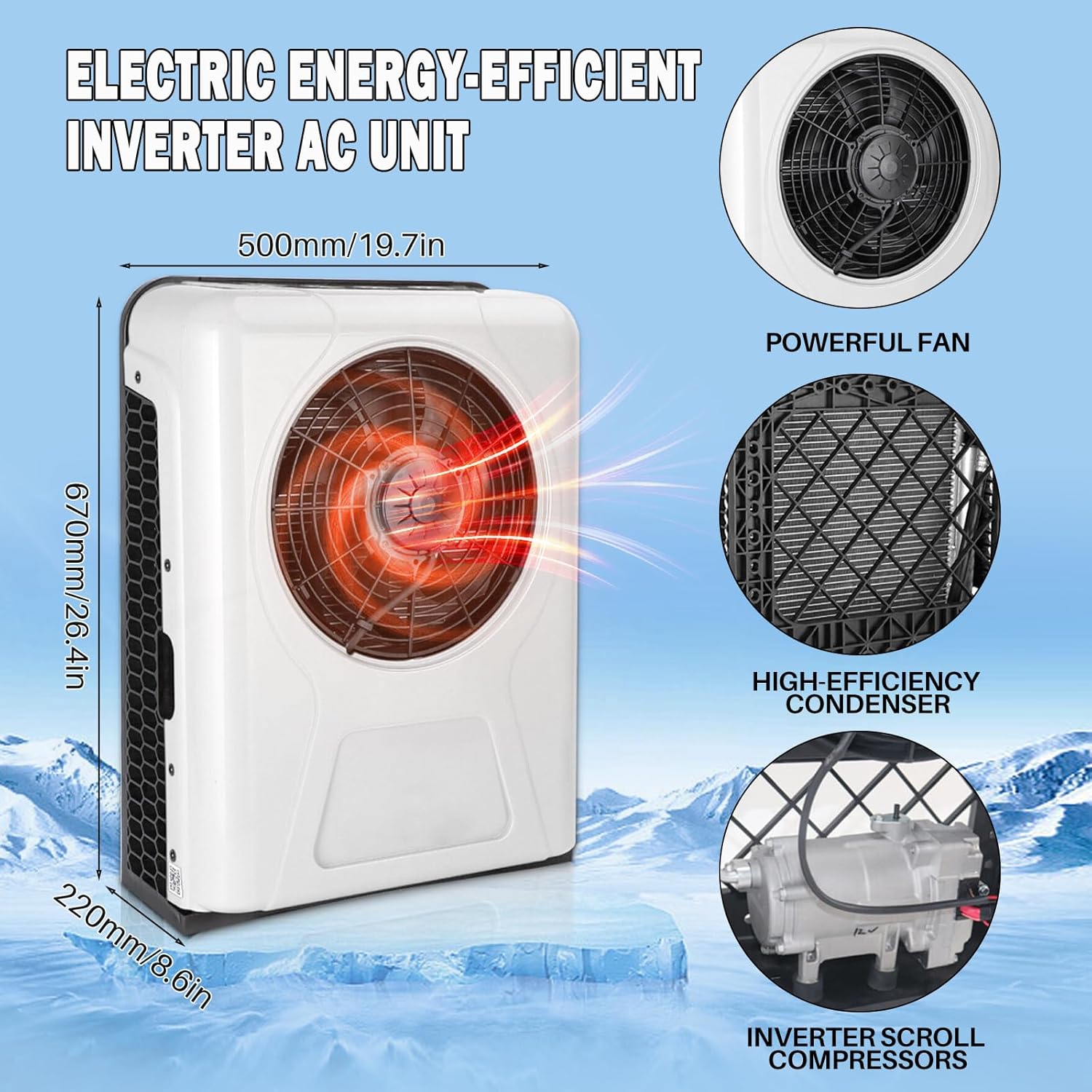 12 Volt DC Air Conditioner 11000BTU Split Electric AC Unit for RV, Truck Parking 12V Air Conditioner 960W Powerful, Quiet Effective Cooling for Semi-Truck, Bus, Camper, Pickup, Motorhome, Trailer