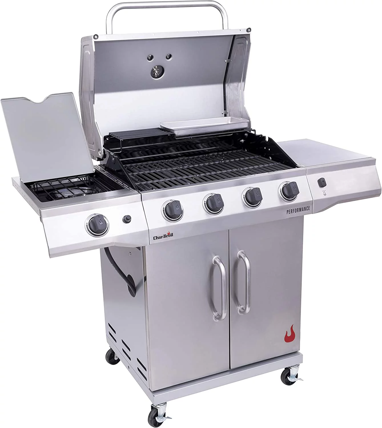 Char-Broil Performance Series Convective 4-Burner with Side Burner Cabinet Propane Gas Stainless Steel Grill - Stainless Steel Performance 4-Burner Side-Burner