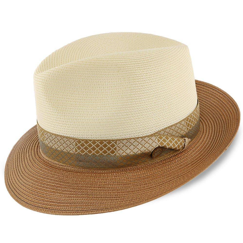 Andover - Stetson Milan Straw Fedora Hat - TSANDV - Ivory/Cognac - 7 1/2