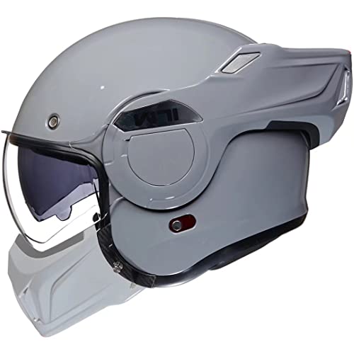 ILM Vintage Full Face Modular Motorcycle Helmet for Adults Men ATV UTV Snowmobile with 180° Reversible Chin Guard DOT Model-B707(Matte Black, L)