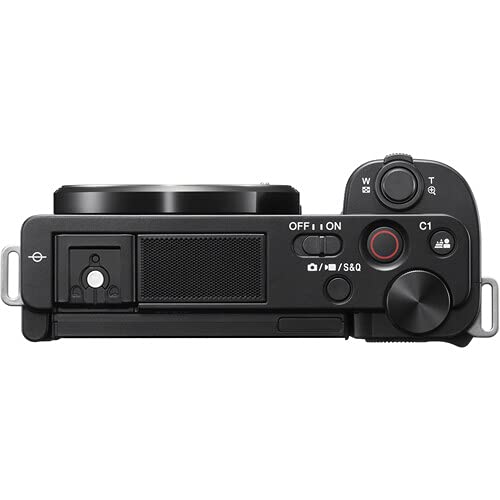 Sony ZV-E10 Mirrorless Camera (Body Only, Black) + 64GB Memory Card + Bag + Card Reader + HDMI Cable + Flex Tripod + Hand Strap + Memory Wallet + Cleaning Kit
